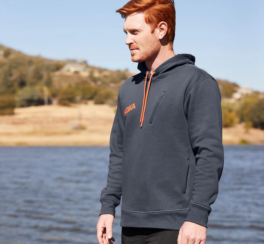 Hoka One One Kapşonlu Sweatshirt Erkek Mavi - Performance - DE1695704